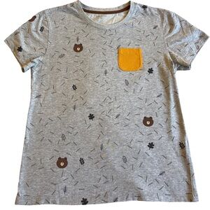 Line Friends Harley Galli Gray Cotton Tee with Mustard Pocket Medium